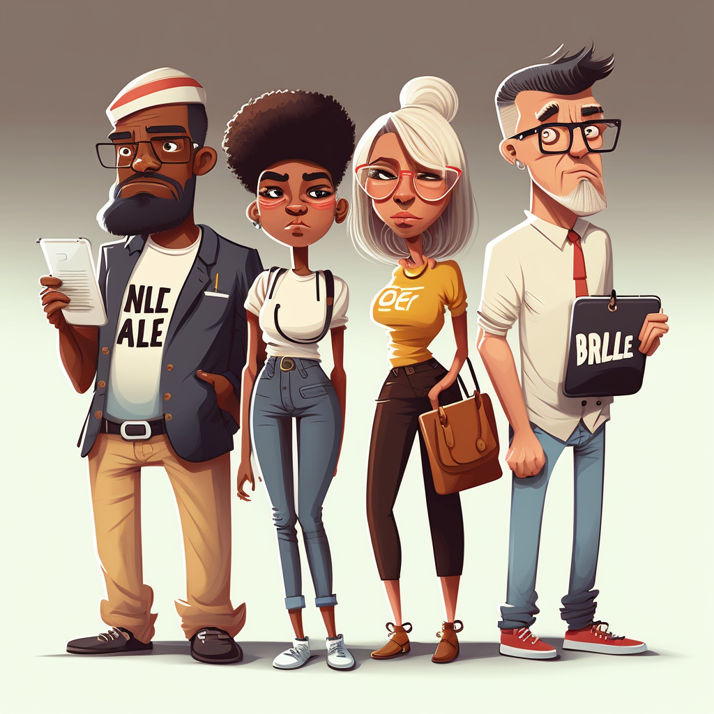 Creative diverse group of marketeers realistic cartoon stlyle
